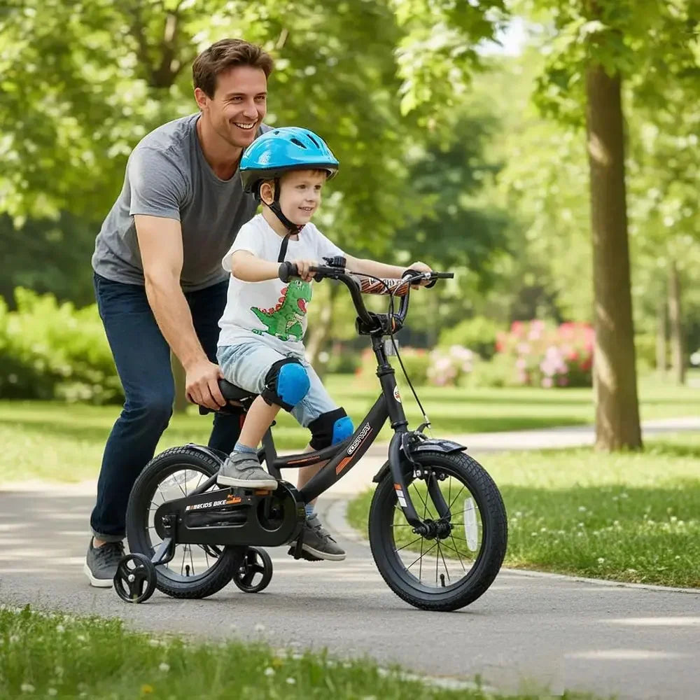 14 Inch Kids' Bike with Training Wheels, Dual Brakes, Adjustable Seat