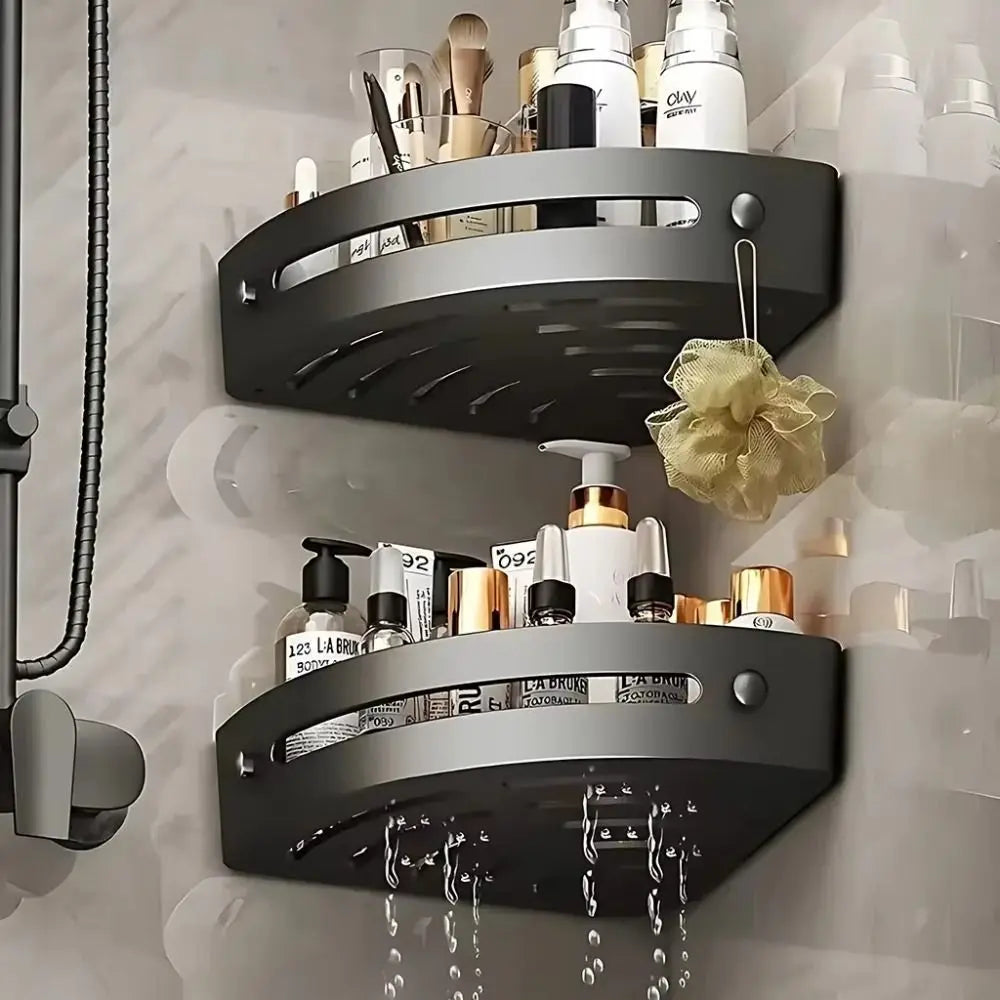 1/2/3Pcs Durable Punch-free Bathroom Shelves Wall-mounted Large Capacity Bathroom Corner Shelf Triangle Save Space Soap Rack