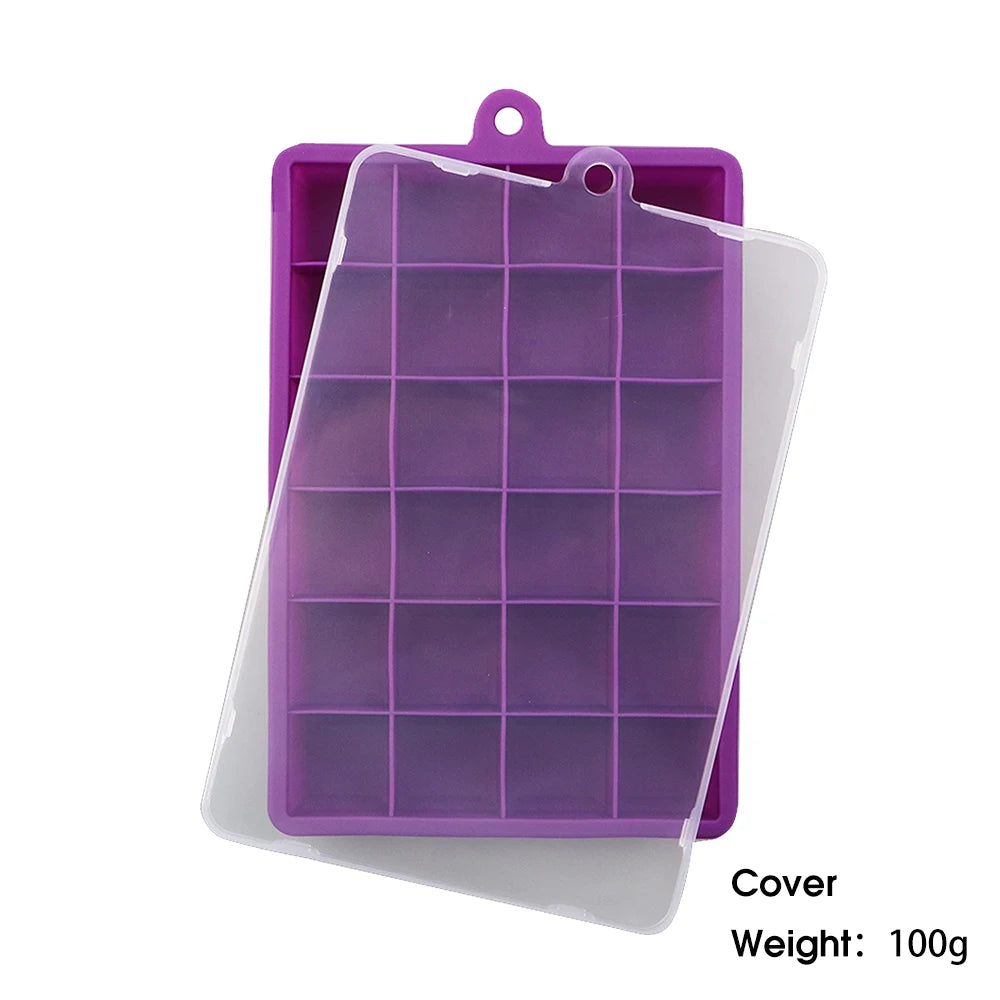 With Lid / No Lid 24-Hole Silicone Ice Tray Square Box Auxiliary