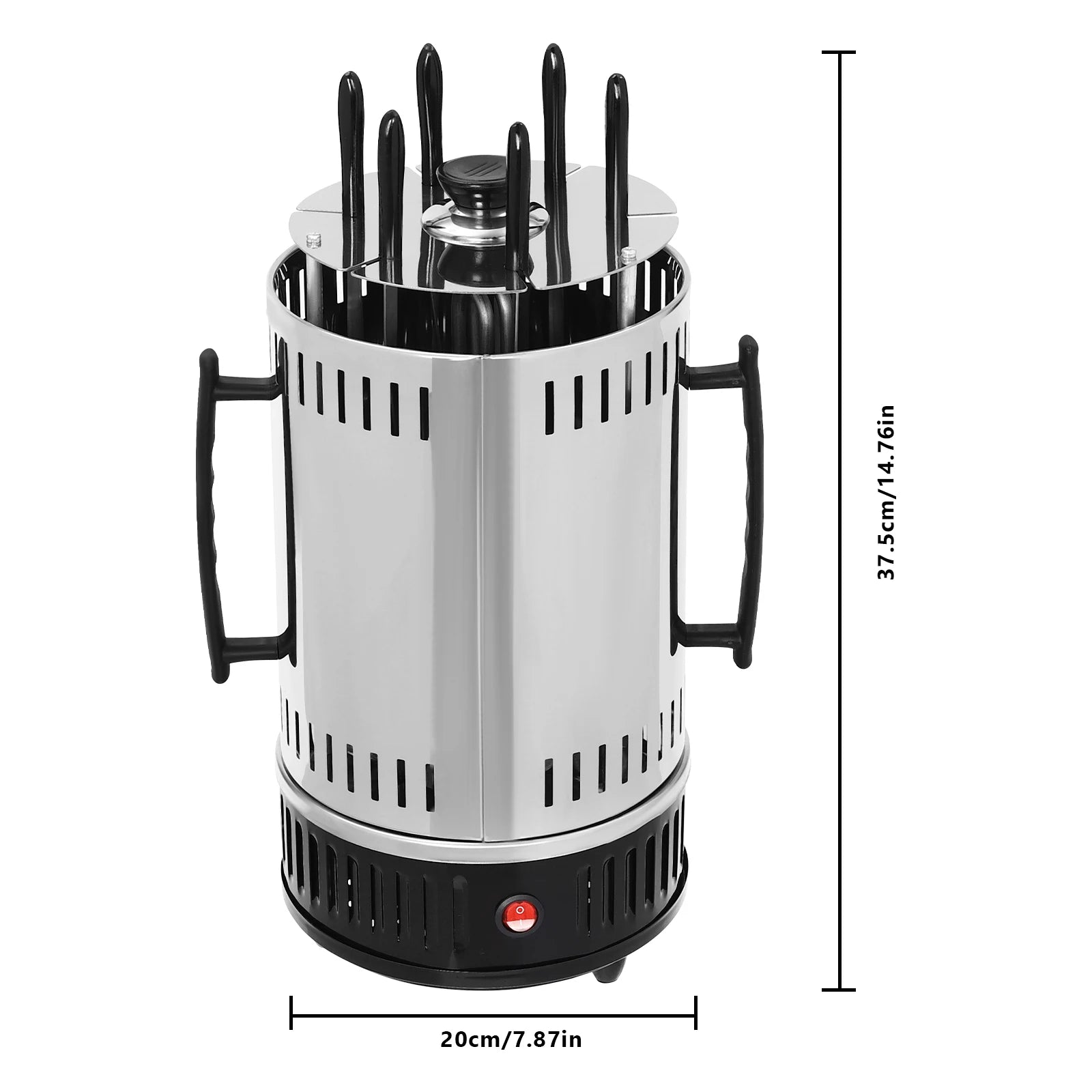 1000W Vertical Electric Grill 5/6 Skewer Stainless Steel Auto Rotating Kebab Machine with Oil Drip Pan for Kebobs Shawarma BBQ