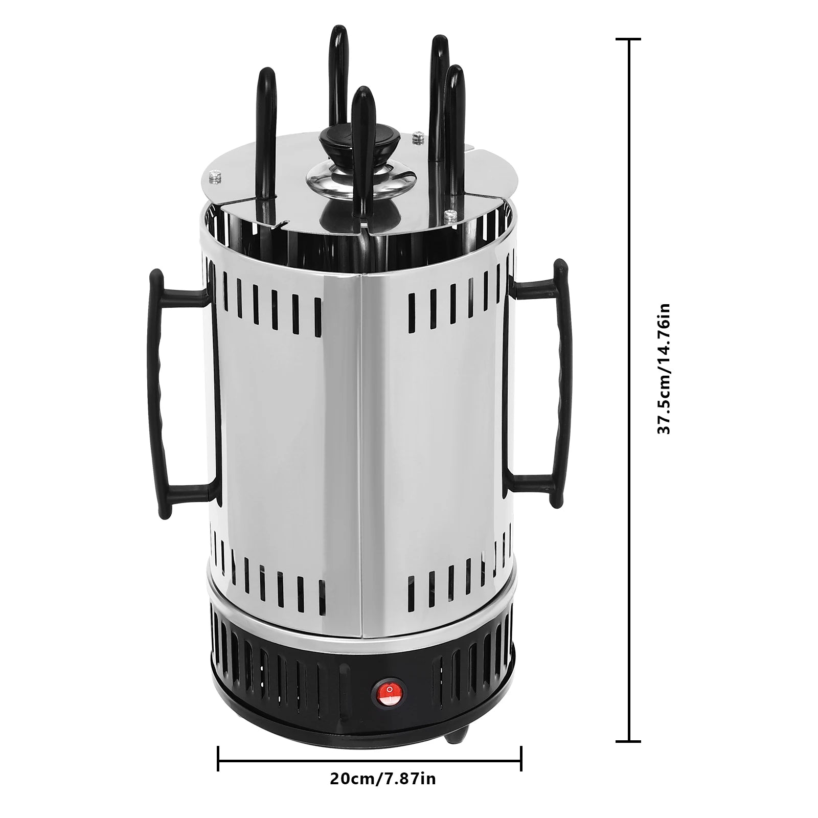 1000W Vertical Electric Grill, Vertical Rotisserie Grill, Electric Rotating Grill Machine with 5/6 Skewers Smoke-Free