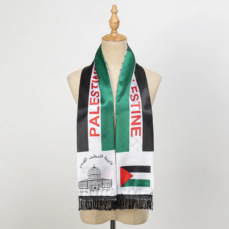 New Palestine Flag Scarf Shawls Fall Pashmina Shawl Wrap Palestinian Hatta Kufiya Keffiyeh Large Scarves With Tassel