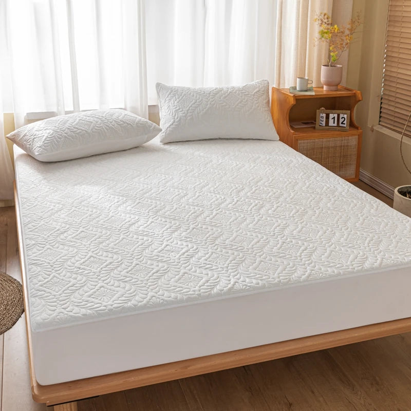 Waterproof Quilted Mattress Cover - Cotton Top, Antibacterial Fiber Fill