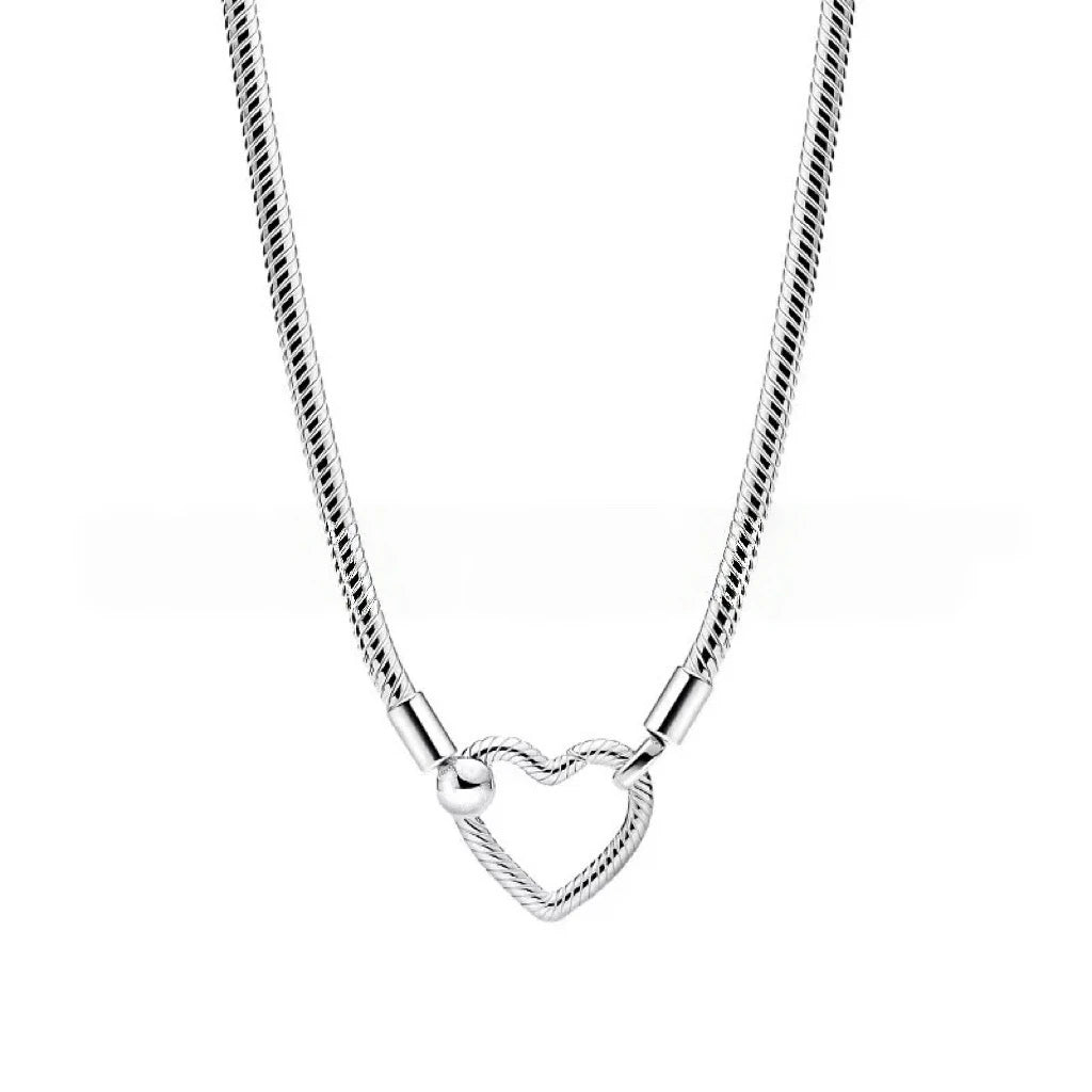 Fashionable Heart Pendant Necklace S925 Pure Silver Zircon