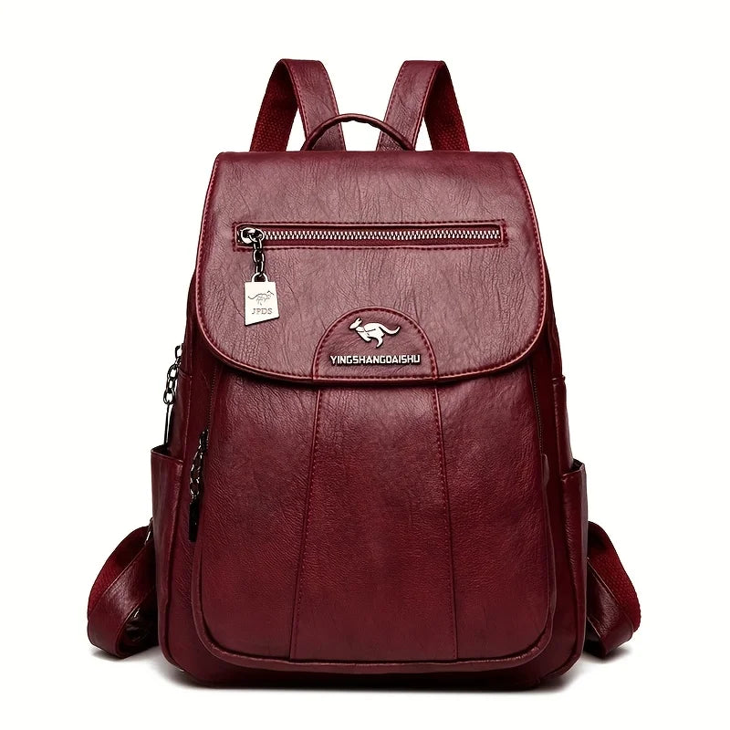 Faux Leather Backpack for Women,Flap Zipper Pocket