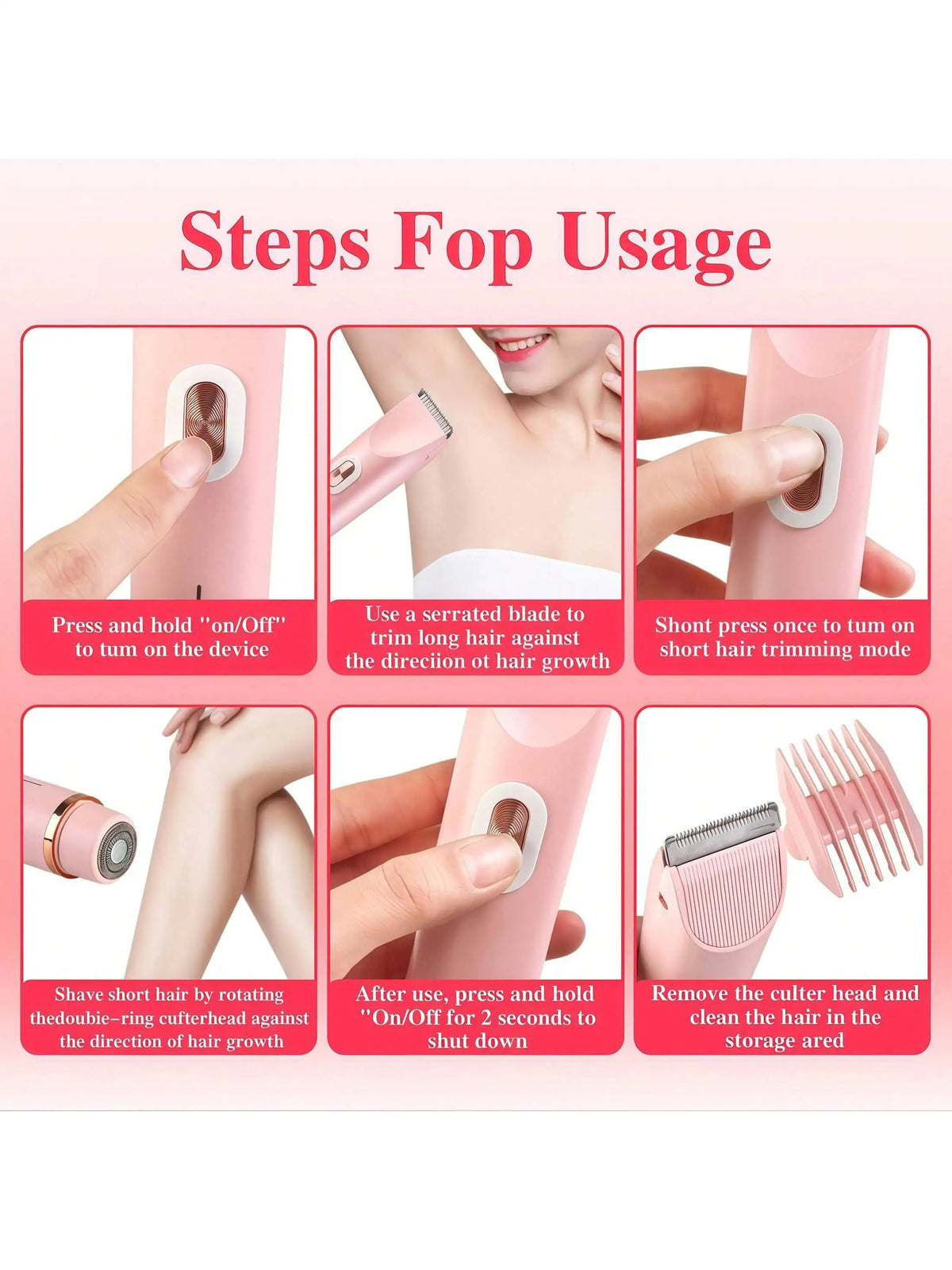 Women's Bikini Trimmer, Women's Electric Shaver, Replaceable Heads, Facial and Intimate