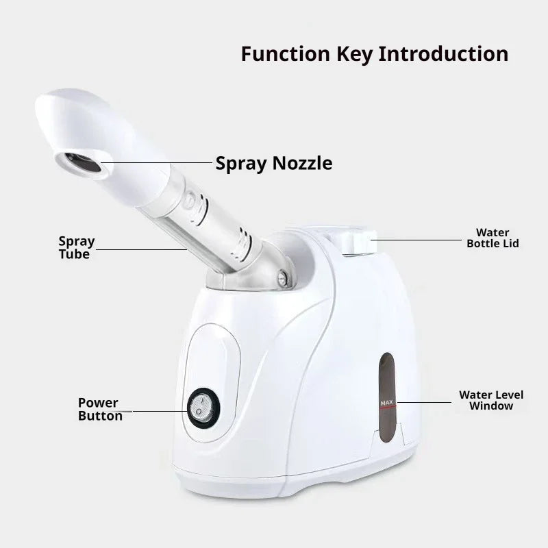 360° Rotatable Hot Mist Facial Steamer Multi-functional Home Spa Beauty Instrument Deep Hydration Skin Care Face Vaporizer