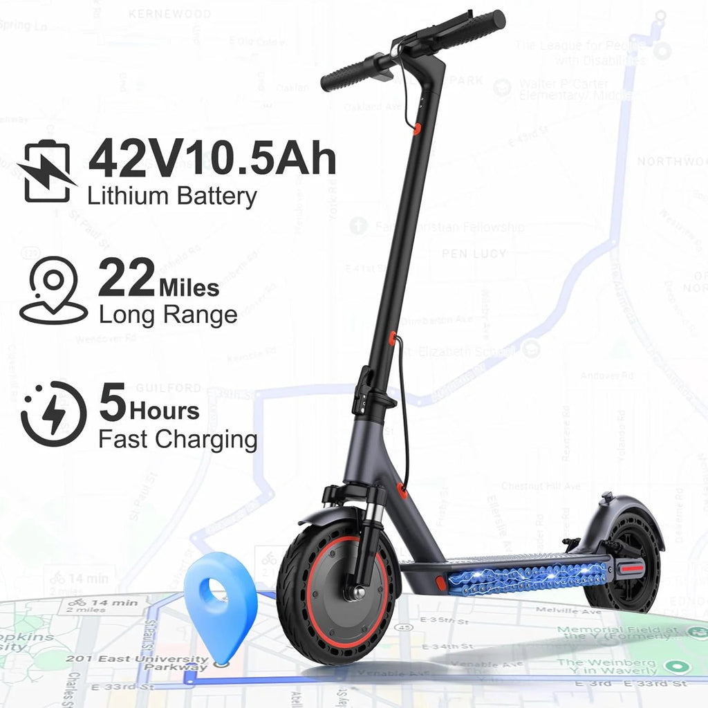 10‘’ Electric Scooter for Adults,500W Powerful Motor,22 Miles Long Range,