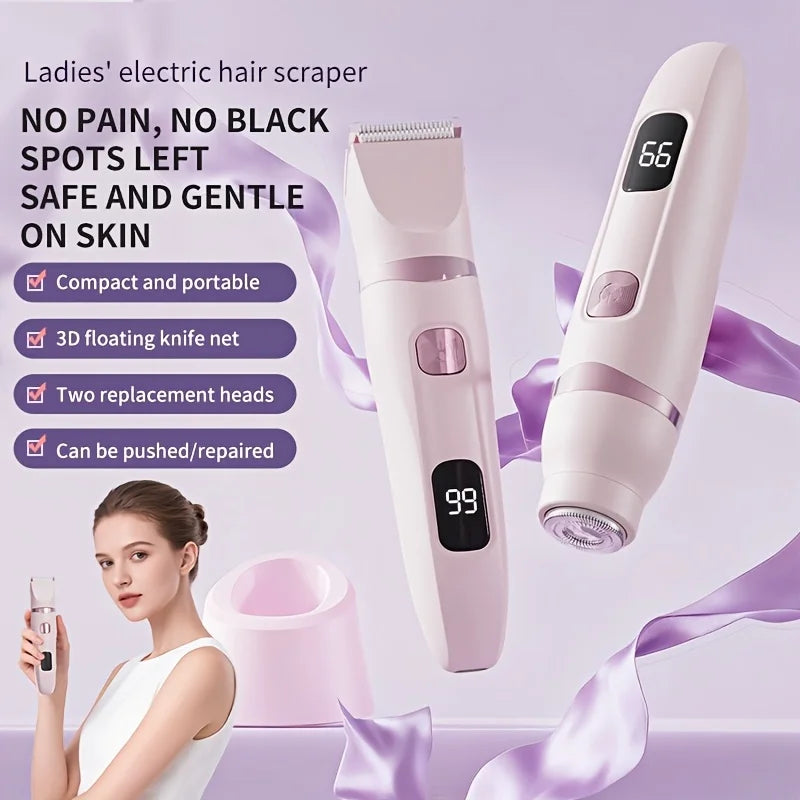 Women's Bikini Trimmer, Women's Electric Shaver, Replaceable Heads,