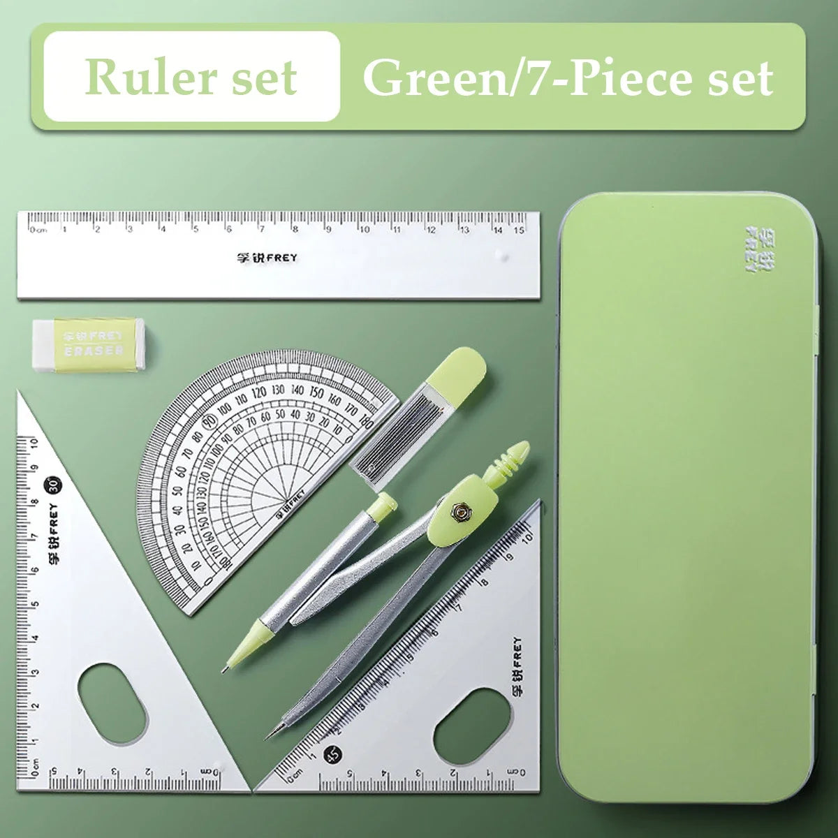 7Pcs Back to School Math Geometry Set, Multi-Function Drawing Tools with Compass
