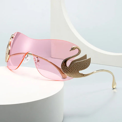 2026 New Fashion Swan Legs Metal Sunglasses Ladies INS Integrated Rimless