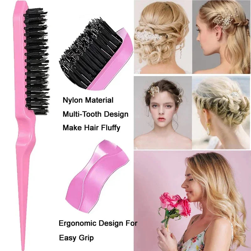 5pcs Hair Tool Set Air Cushion Hollow Comb Scalp Massage Rat Tail Comb Teasing Comb Edge Control Brush Hair Spray Bottle Salon