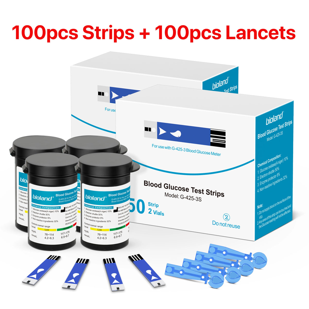 Linksun Blood Glucose Meter Test Strips and Lancets for Diabetes Accessories