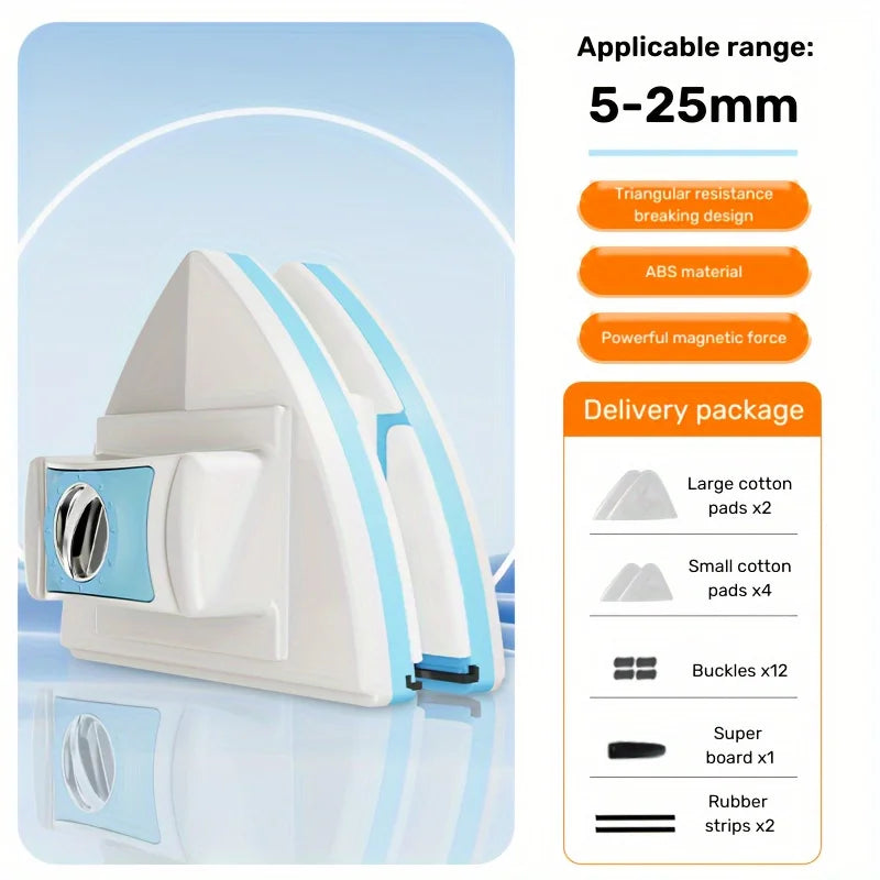 6-Speed Adjustable Magnetic Window Cleaner Double-Sided Glass Wiper with Built-in Water Tank Automatic Spray Window Cleaning