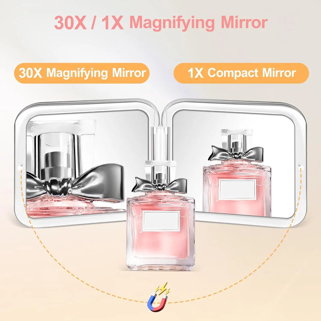 Compact Makeup Mirror with 30X Magnifying Travel Folding