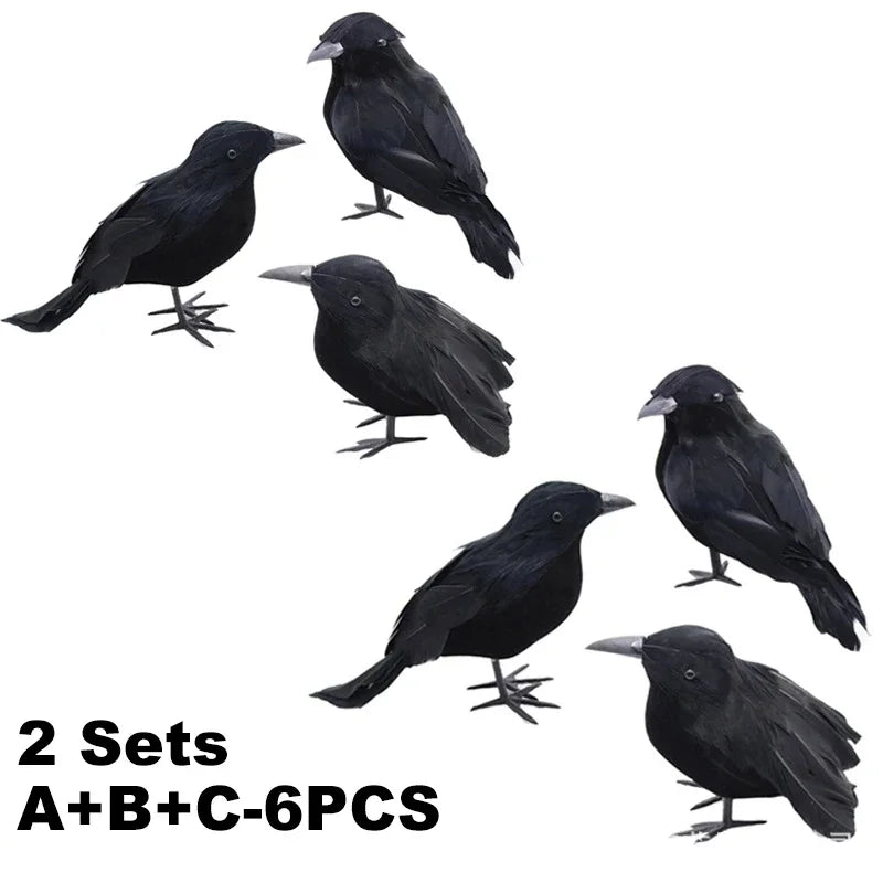 Black Crow Decoration Pest Repeller Realistic Halloween Prop