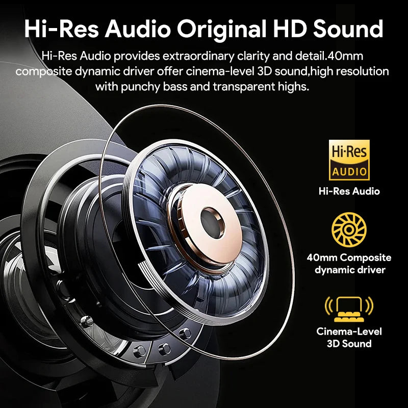 QCY H3 ANC Wireless Headphones Bluetooth 5.4 Hi-Res Audio Over Ear Headset 43dB