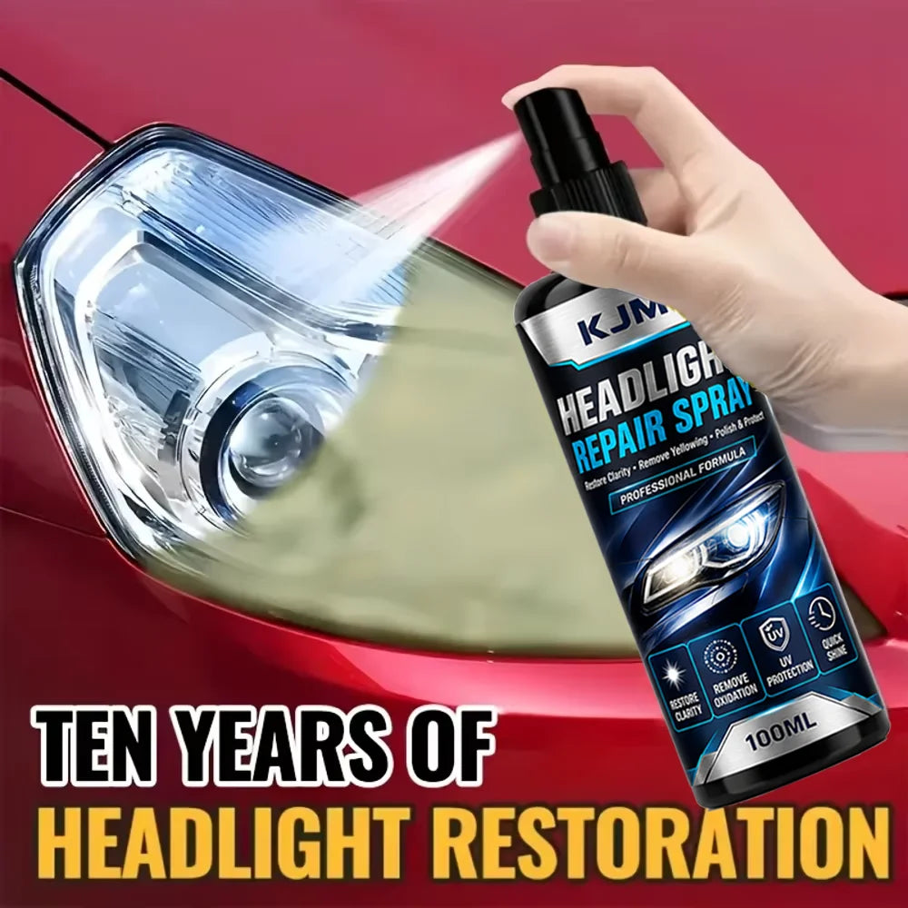 KJM Headlight Repair Spray 100ml Car Lens Restoration Polish Cleaner Removes Yellowing Oxidation
