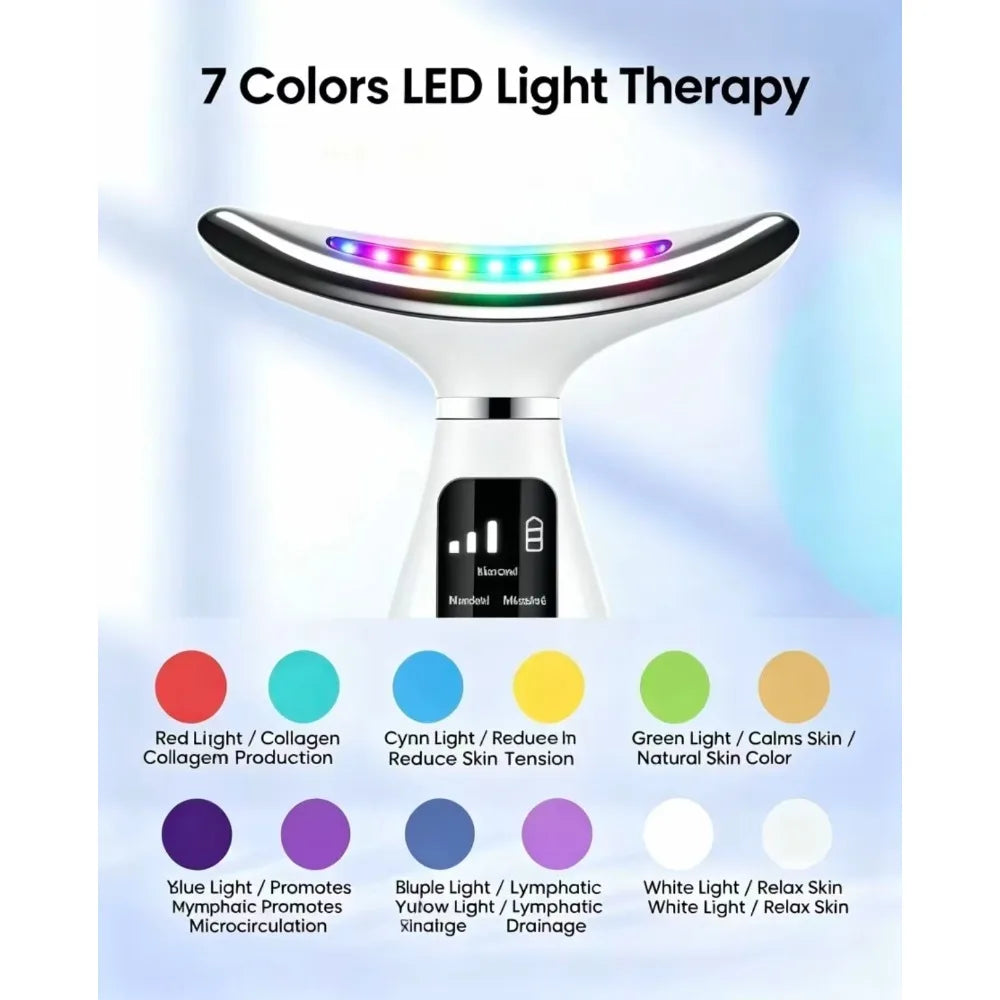 LED Face Neck Massager 7 Colors Light Therapy Skin Tightening