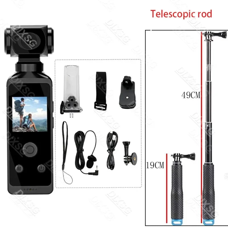 4K Ultra HD Pocket Action Camera 270° Rotatable Vlog Wifi Mini Sports Cam Waterproof Case
