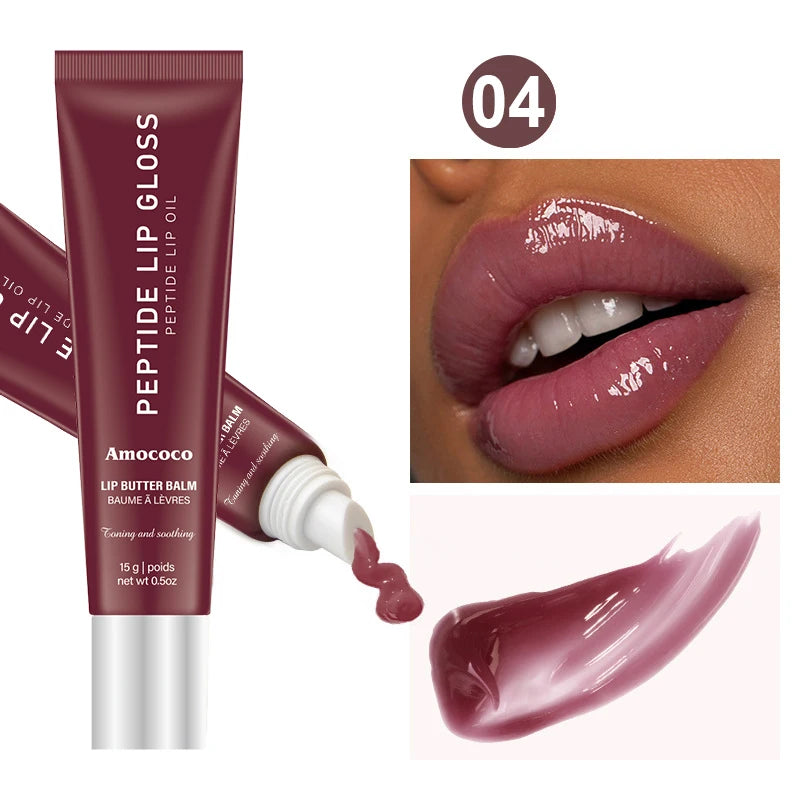 Amococo 2pcs Plumping Peptide Lip Oil 6 Colors Tinted