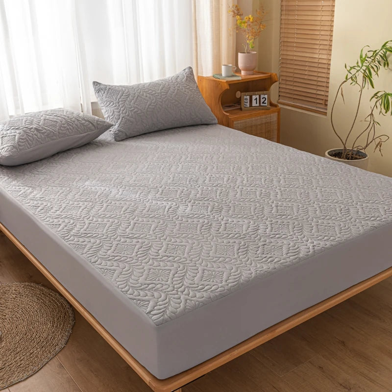 Waterproof Quilted Mattress Cover - Cotton Top, Antibacterial Fiber Fill