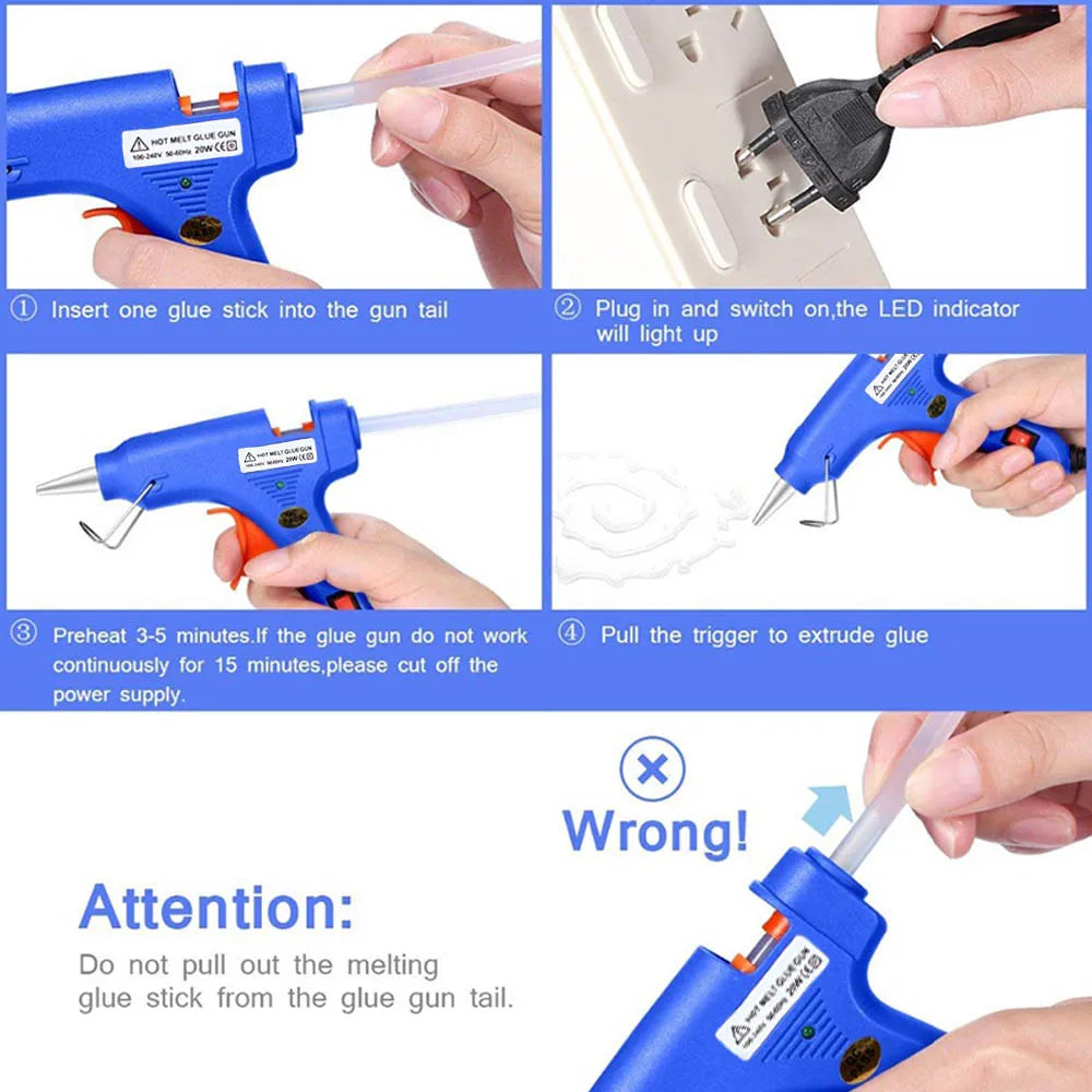 Hot Melt Glue Gun DIY Household, Mini Hot Glue Gun, 20W Electric Repair Tools Use 7mm Glue Stick, For Home Repairs