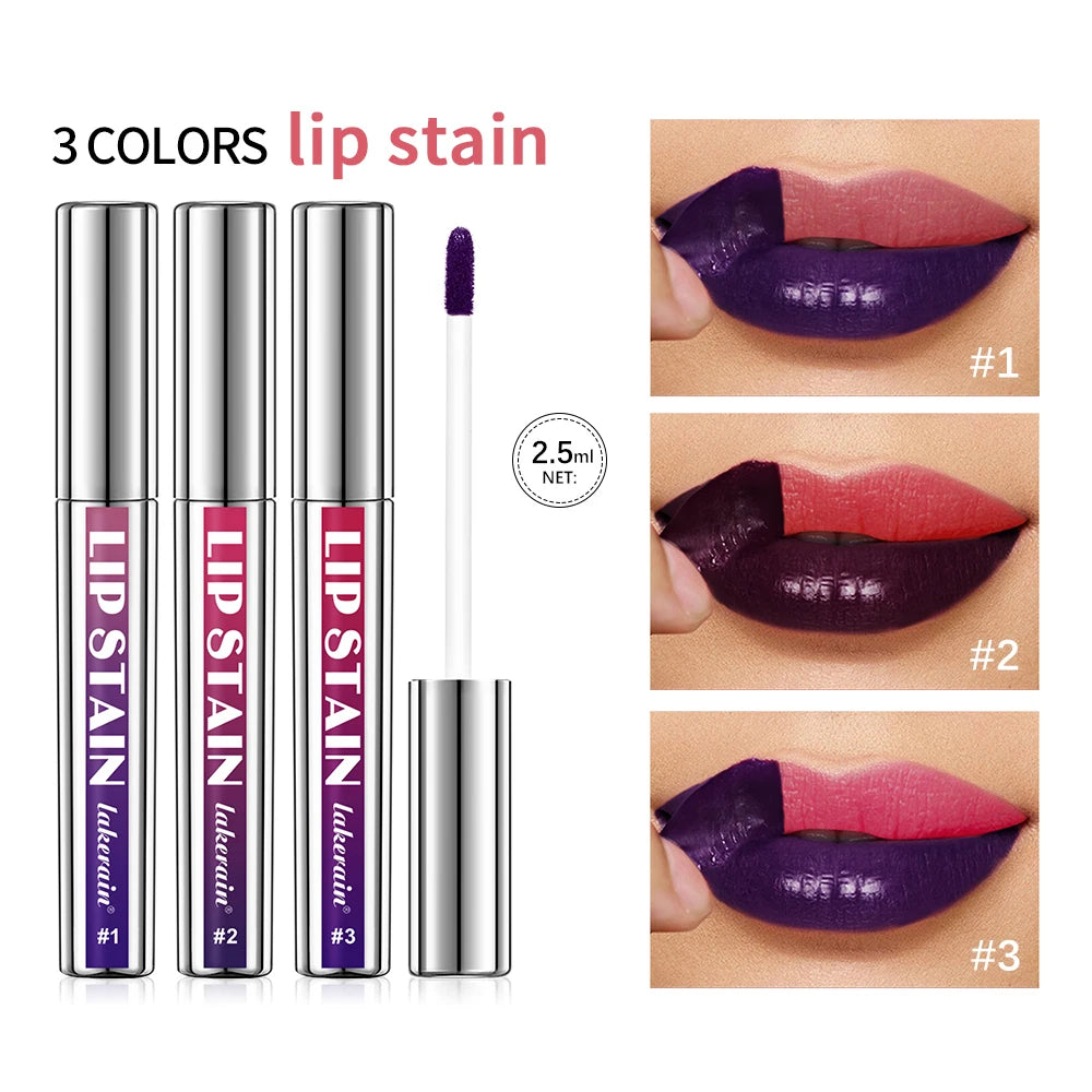 Peel Off Lip Stain Gloss 3 Colors Long Lasting Waterproof Non-stick Cup Lip Glosses Transfer Proof Natural Pink Lip Stain Makeup