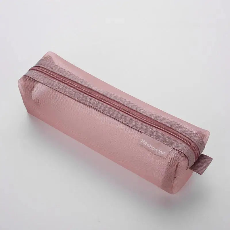 Cute Aesthetic Transparent Mesh Pencil Case
