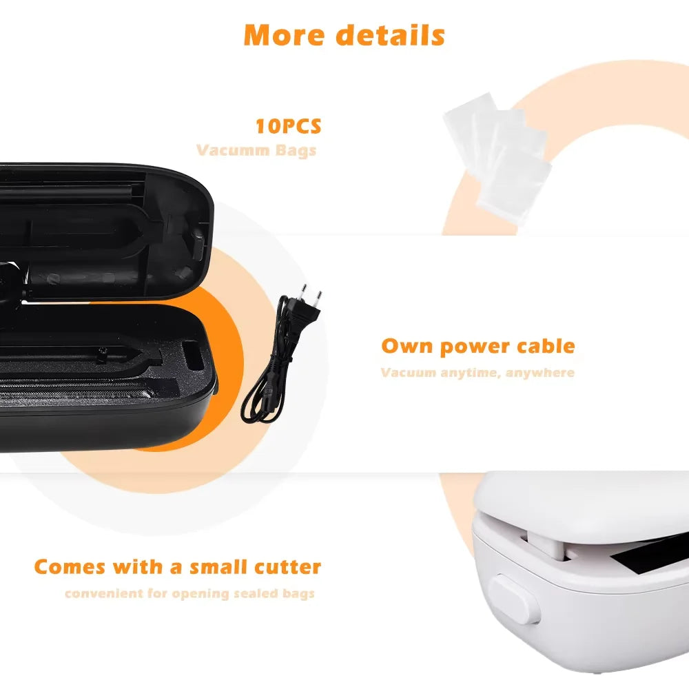 Compact Vacuum Sealer Machine - 60kPa Powerful Suction Food Saver with Leak-Proof Technology | Automatic Air Sealing System