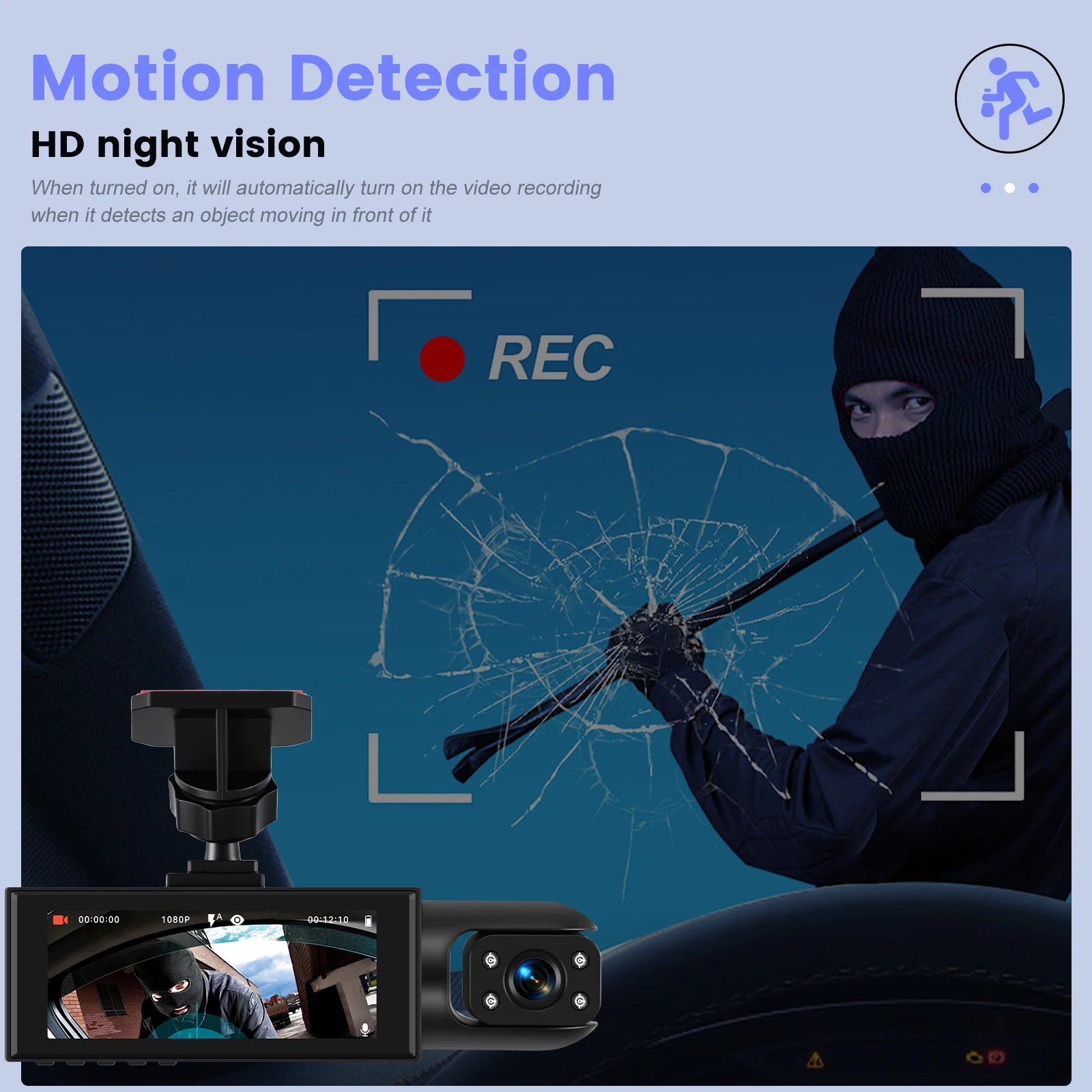 Podofo 3.16 inch 1080P Car DVR Camera Dual Recording HD Car Recorder With Motion Detection Night Vision Support TF Card