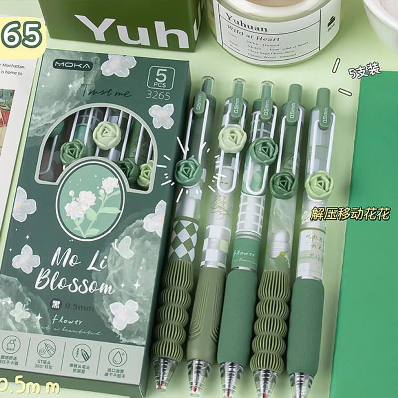 5Pcs Creative Rose Series 0.5mm Gel Pen