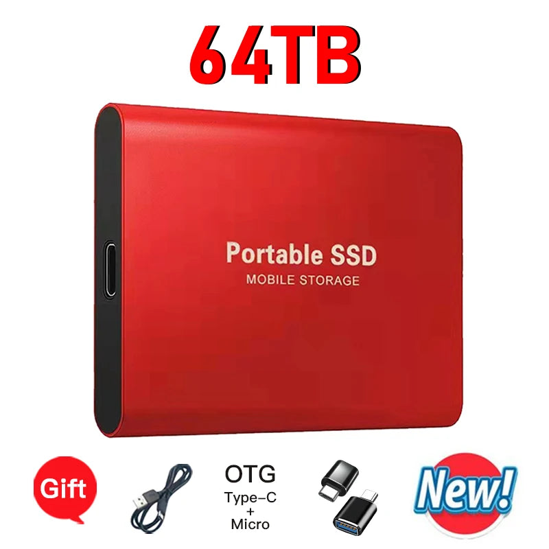 16TB External Solid State Drive Portable SSD USB 3.1 Type-C High-Speed Data Transfer Secure Storage for Important Files