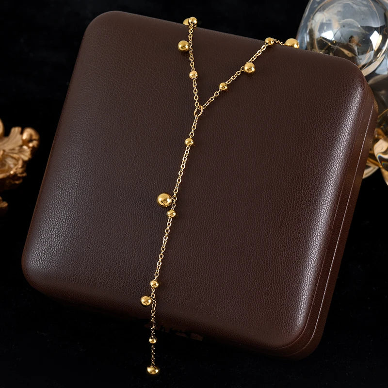 GANEMLY 316L Stainless Steel Sparkle Zircon Tassel Pendant Necklace For Women New Party Gift Stylish Dangle Neck Chain Jewelry