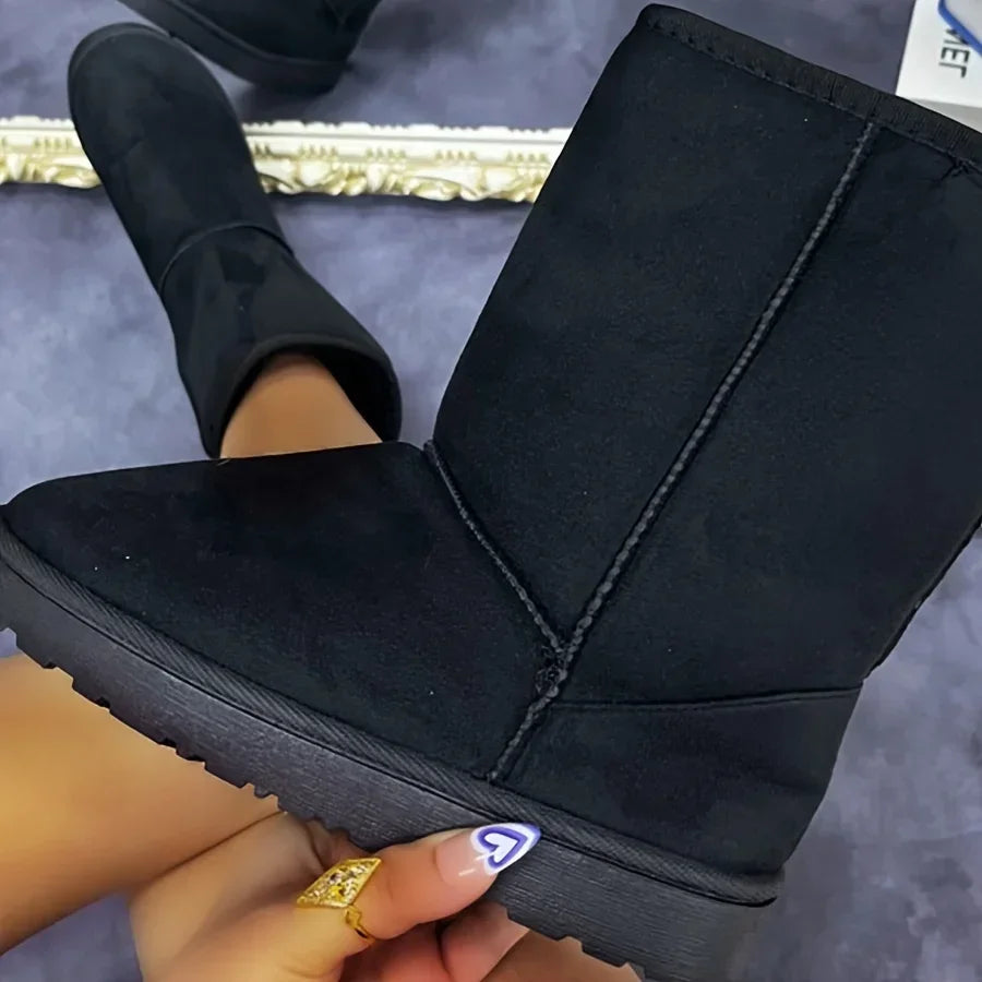 Comfortable Solid Color Medium Top Snow Boots Versatile Non-slip