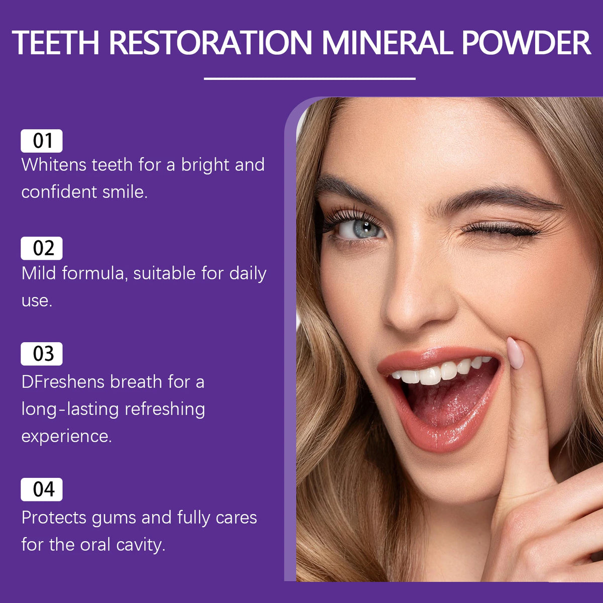 Purple Teeth Whitening Powder Toothpaste Brighten Yellow Teeth Remove
