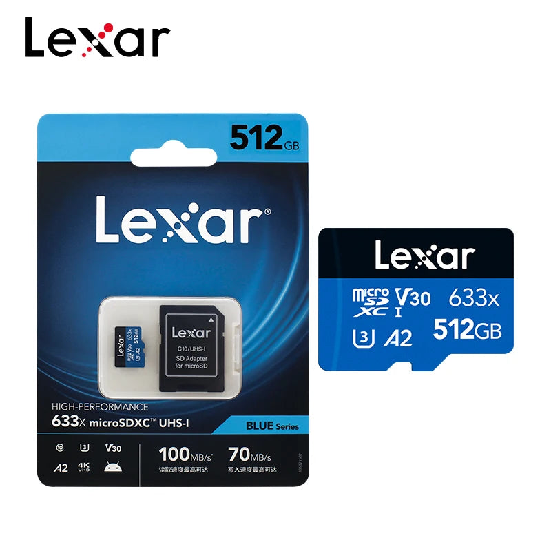 Original Lexar TF Memory Card 633x 32GB 64GB 128GB 256GB SDHC A1 V10 High Speed Micro SD Card SDXC V30 U3 Flash Storage Card