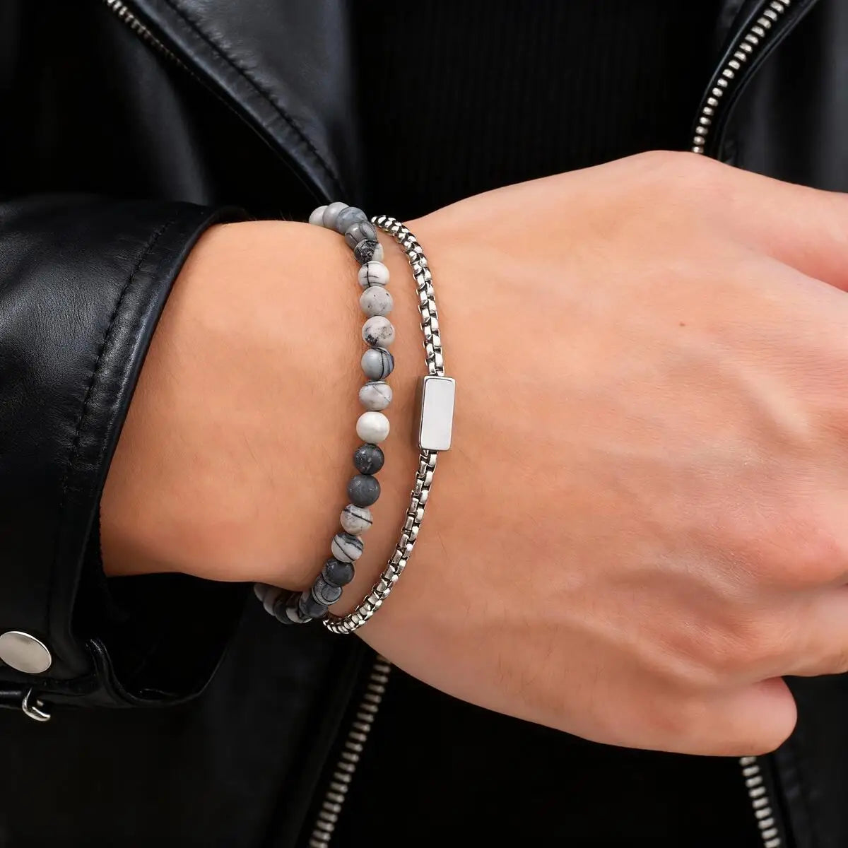 2pcs Bracelet for Men Boys,Adjustable Woven 4mm