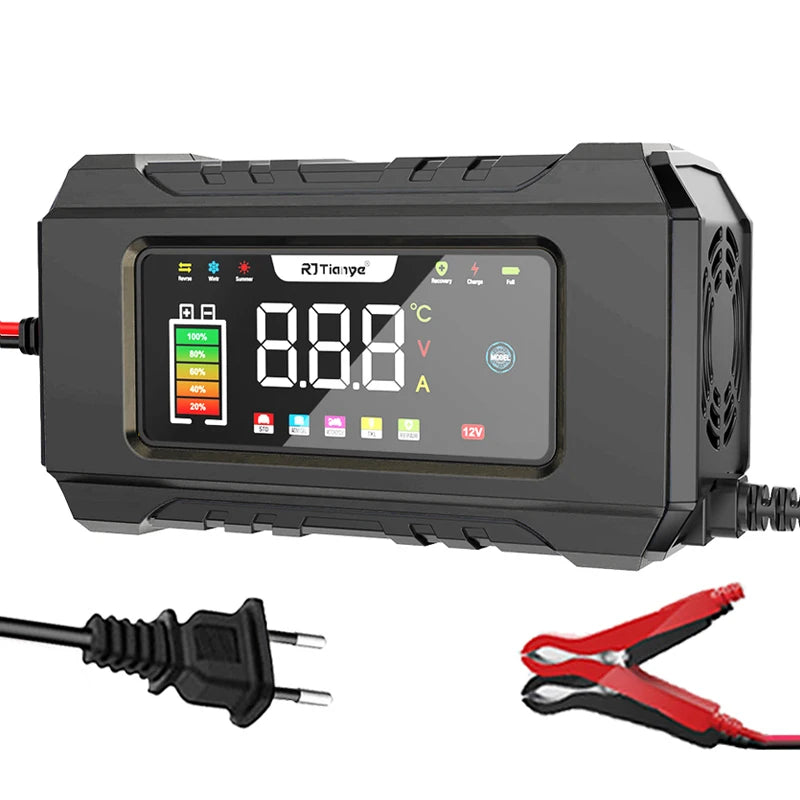 Universal 6A 12V Fully Automatic Motorcycle Car Battery Pulse Charger Repair Type Lead Acid Battery Fast Charging Car Motorcycle