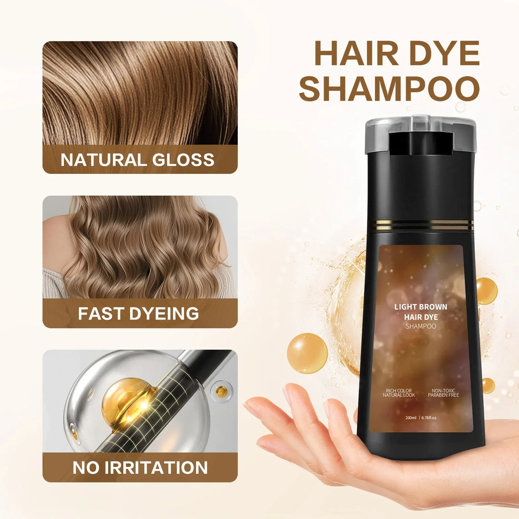 200ML Hair Dye Shampoo Quick Color Shampoo White Hair Quick Blackening Shampoo Oil Control Fluffy Shampoo Nourish Hair Care