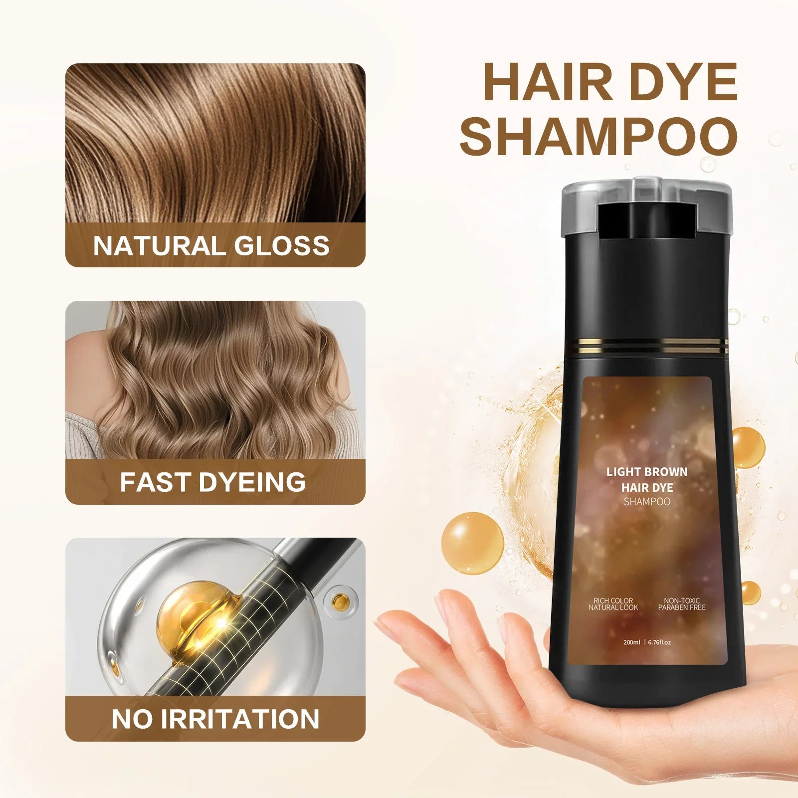 200ML Hair Dye Shampoo Quick Color Shampoo White Hair Quick Blackening Shampoo Oil Control Fluffy Shampoo Nourish Hair Care