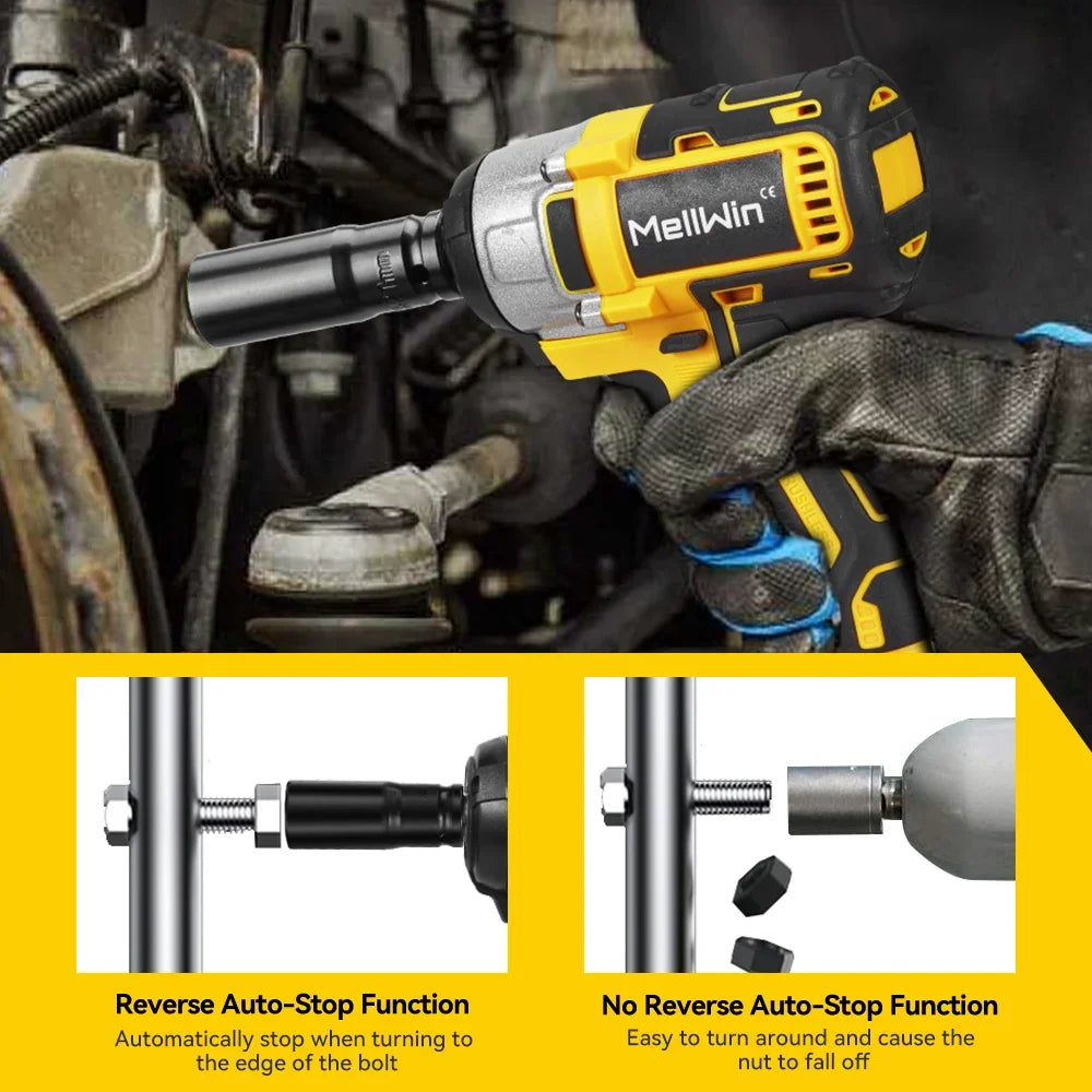 MELLWIN 520N.M Brushless Cordless Impact Wrench 3-IN-1 Electric Drill Screwdriver Power Tool Kit For Makita 18V Battery Pin