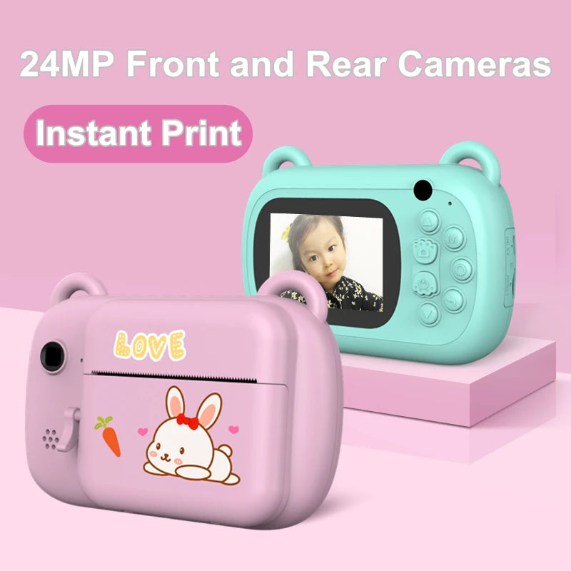 Kids Digital Camera Dual Instant Printing Wireless Inkless Photo Camera for Children