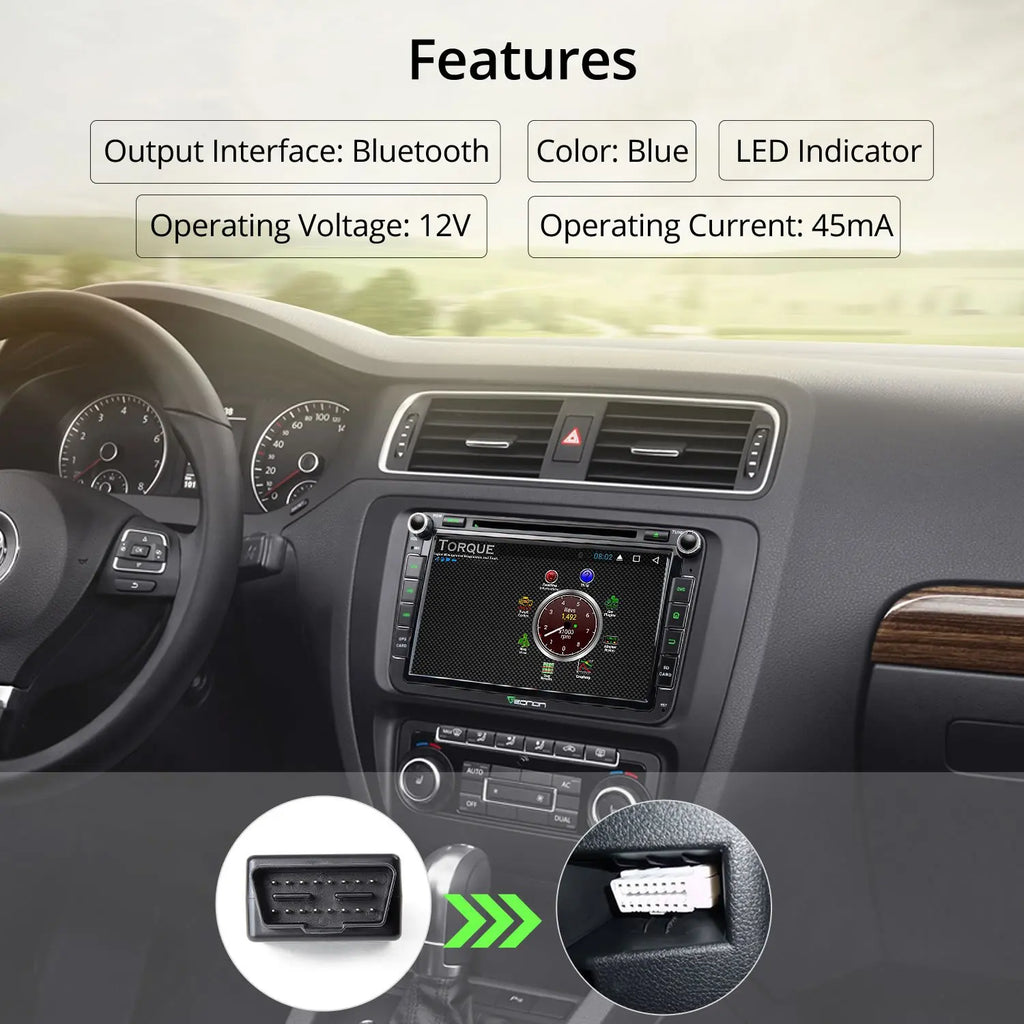 OBD2 Scanner Adapter BT, Wireless Diagnostic Code Reader OBD II Scan Tool Reset & Clear Check Car Engine Light