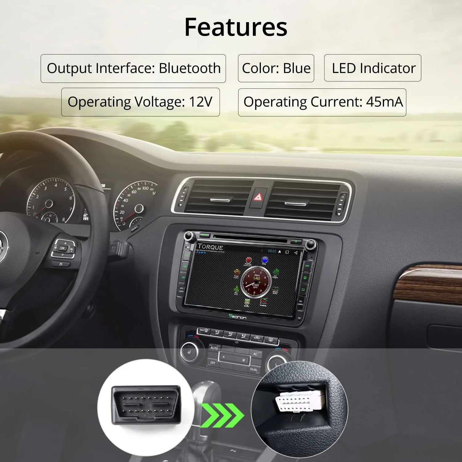 OBD2 Scanner Adapter BT, Wireless Diagnostic Code Reader OBD II Scan Tool Reset & Clear Check Car Engine Light