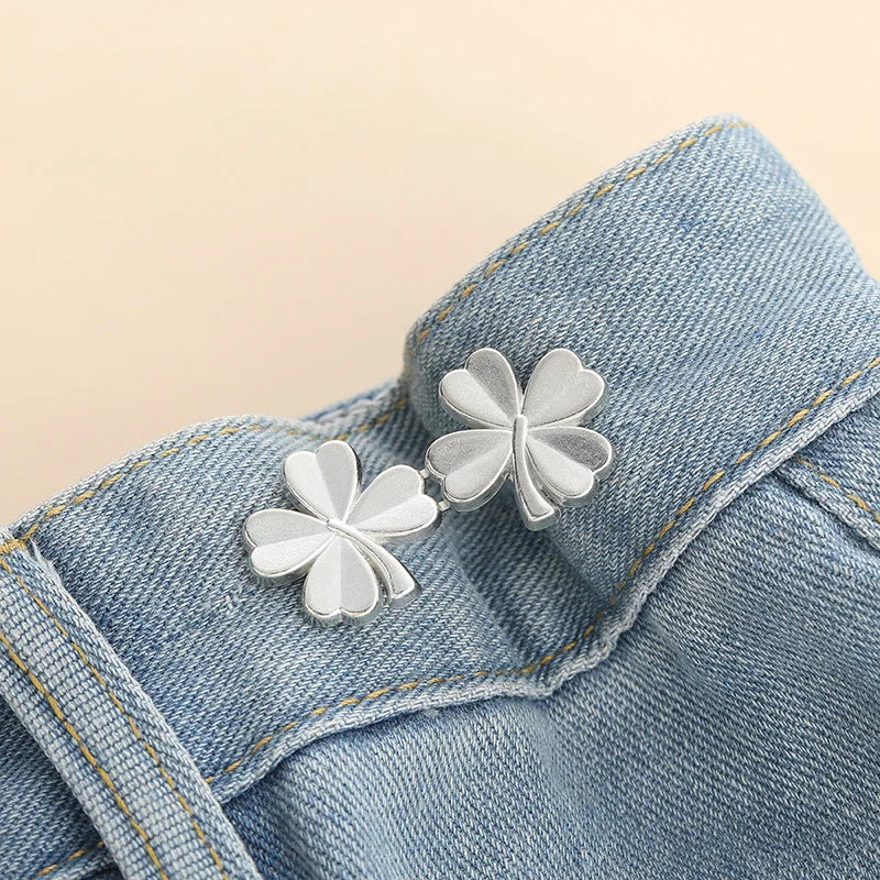 1 Pair Jeans Button Adjustable Clips for Pant Skirts Waist Tightener Buckle