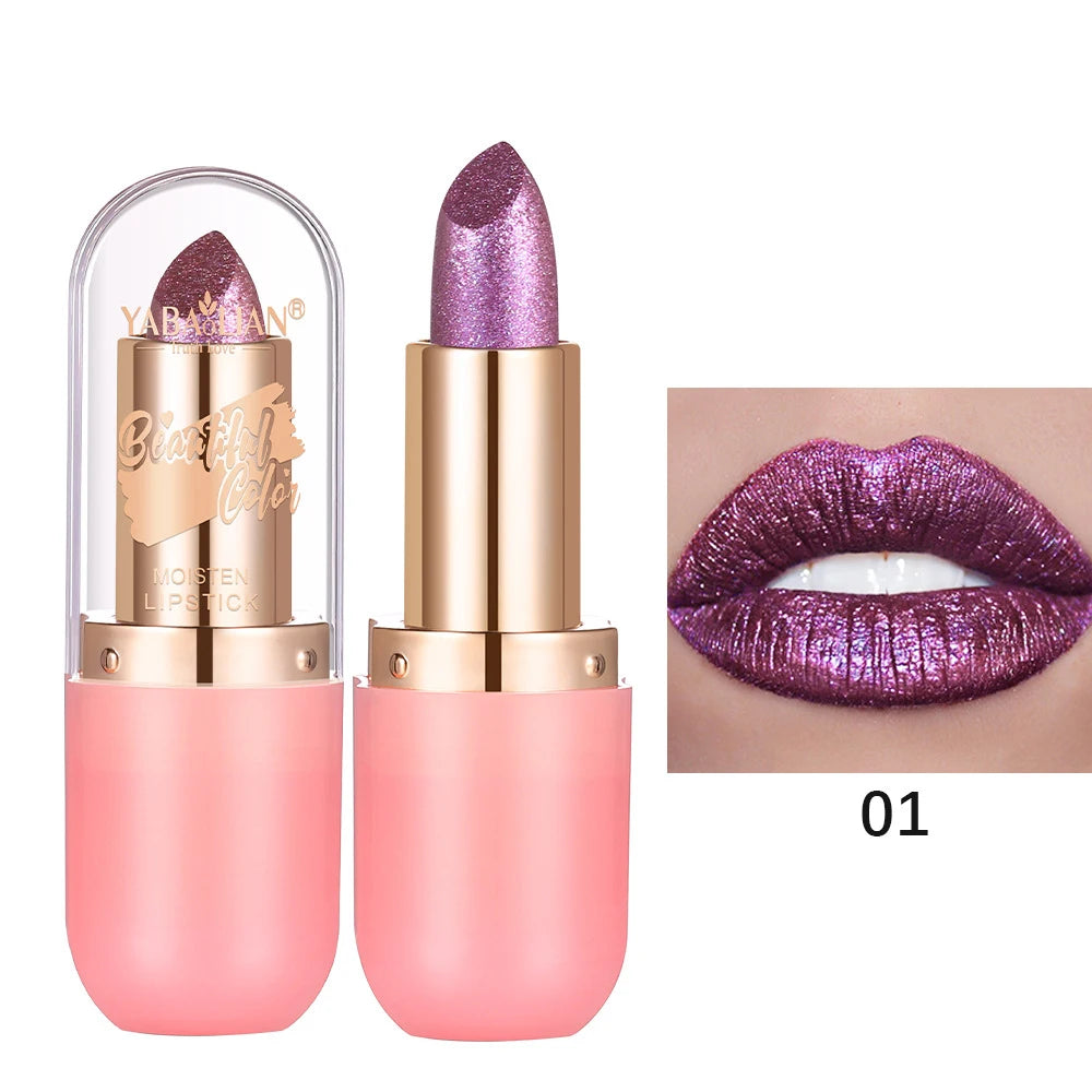 Metallic Violet Chameleon Lipstick Color Changing Matte Glitter Diamond Waterproof