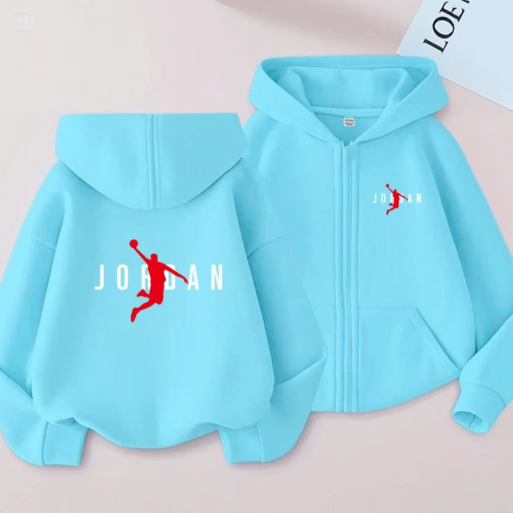 kids Autumn Winter Sweatshirt Basketball Charming Clothing Zipper Style Hoodie Girl Boy