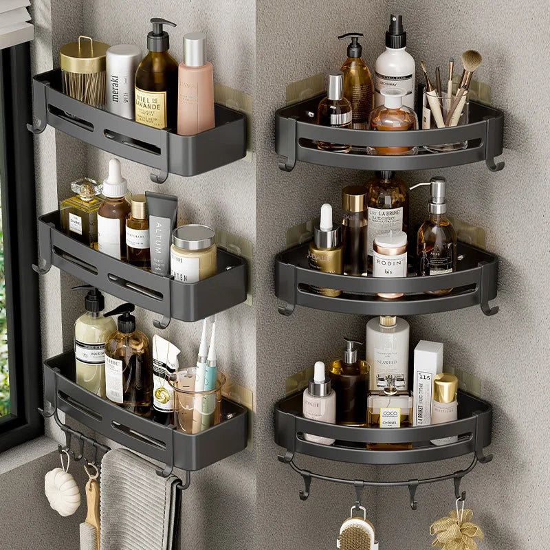 Bathroom Shelf over the Toilet No Drill Wall Mounted Shower Corner Storage Shelves Shampoo Rack Bathroom Hardware Accessories