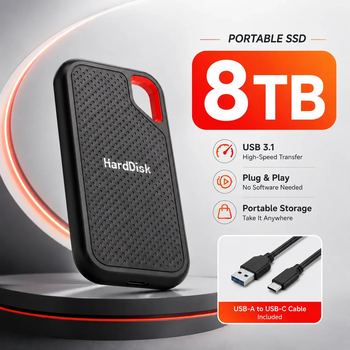 Large Capacity External SSD 2TB 4TB Fast Portable Hard Drive